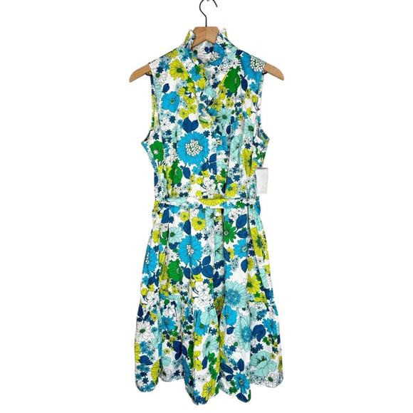 NWT Sandra Darren Spring Summer Sleeveless Sundress with Mandarin Collar sz 14 - Picture 1 of 6